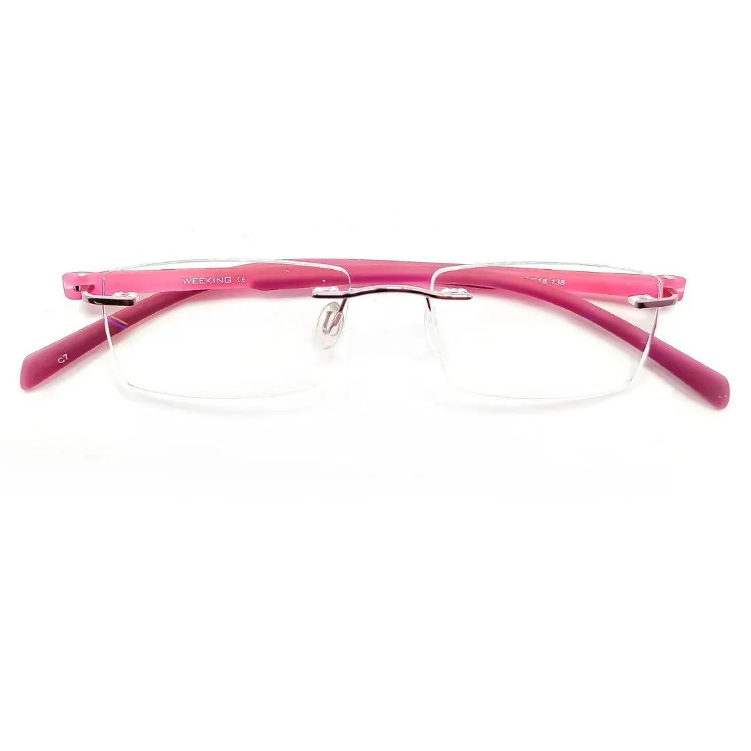 Jubleelens® Rimless Rectangular Pink Frame