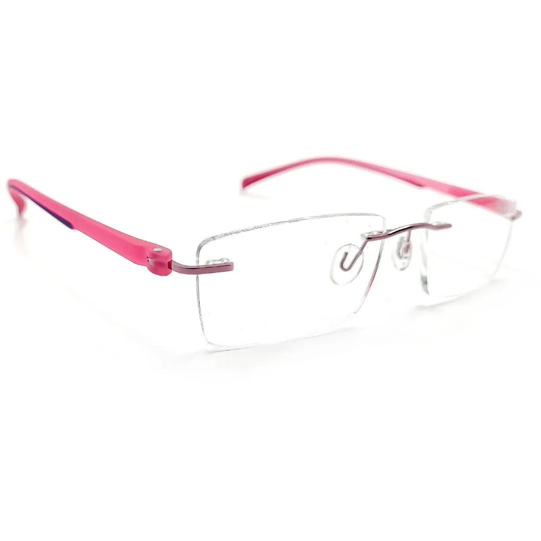 Jubleelens® Rimless Rectangular Pink Frame