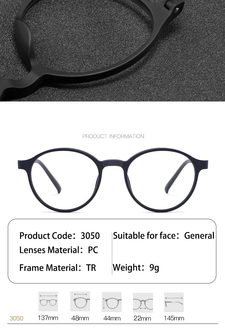 Kocolior Unisex Full Rim Round Plastic Reading Glasses A3050