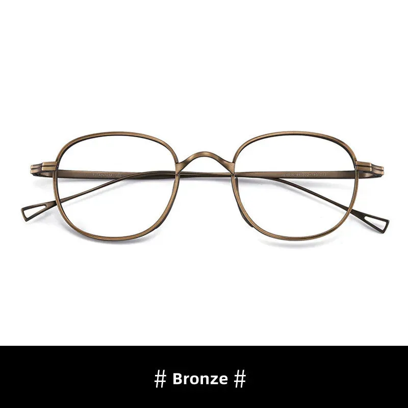 Kocolior Unisex Full Rim Round Titanium Hyperopic Reading Glasses 8016