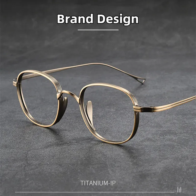 Kocolior Unisex Full Rim Round Titanium Hyperopic Reading Glasses 8016
