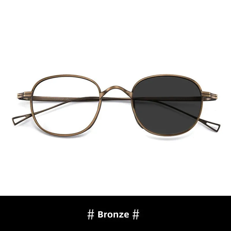 Kocolior Unisex Full Rim Round Titanium Hyperopic Reading Glasses 8016