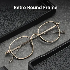 Kocolior Unisex Full Rim Round Titanium Hyperopic Reading Glasses 8016