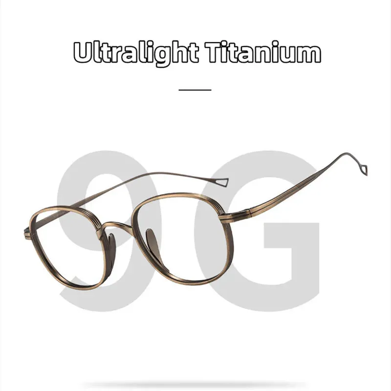 Kocolior Unisex Full Rim Round Titanium Hyperopic Reading Glasses 8016