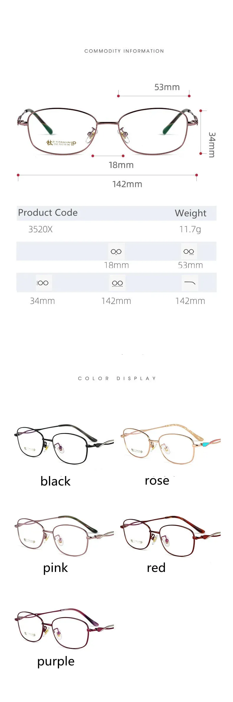 Kocolior Women's Full Rim Rectangle Titanium Hyperopic Reading Glasses 3520x