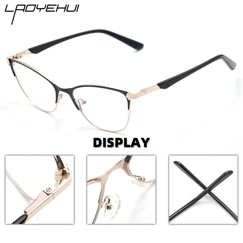 Laoyehui Unisex Eyeglasses Cat Eye Alloy Reading Glasses 8184 Black Red