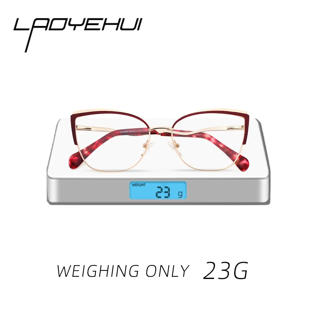 Laoyehui Women's Eyeglasses Cat Eye Alloy Reading Glasses Ch8353