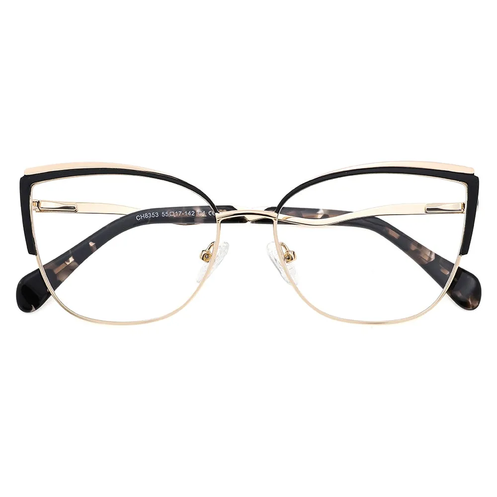 Laoyehui Women's Eyeglasses Cat Eye Alloy Reading Glasses Ch8353