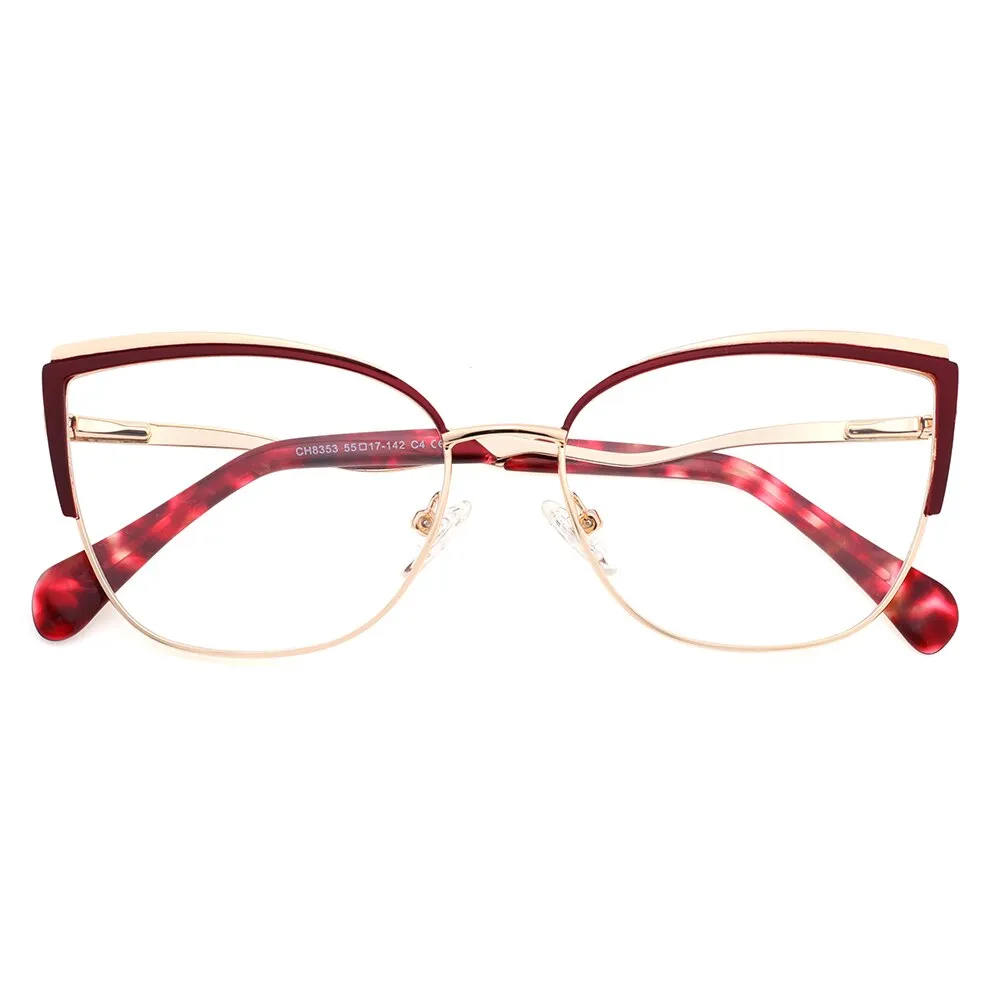 Laoyehui Women's Eyeglasses Cat Eye Alloy Reading Glasses Ch8353