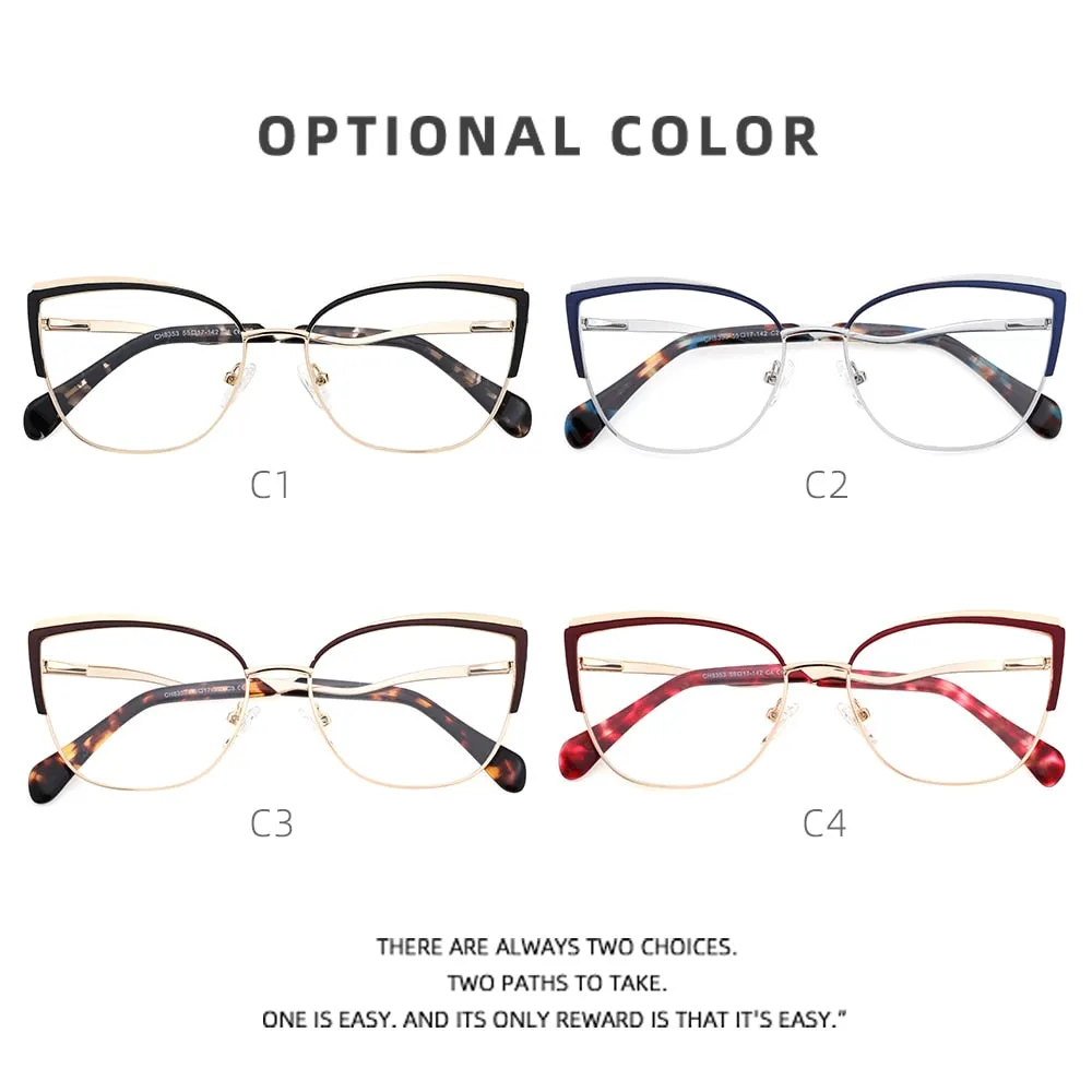 Laoyehui Women's Eyeglasses Cat Eye Alloy Reading Glasses Ch8353