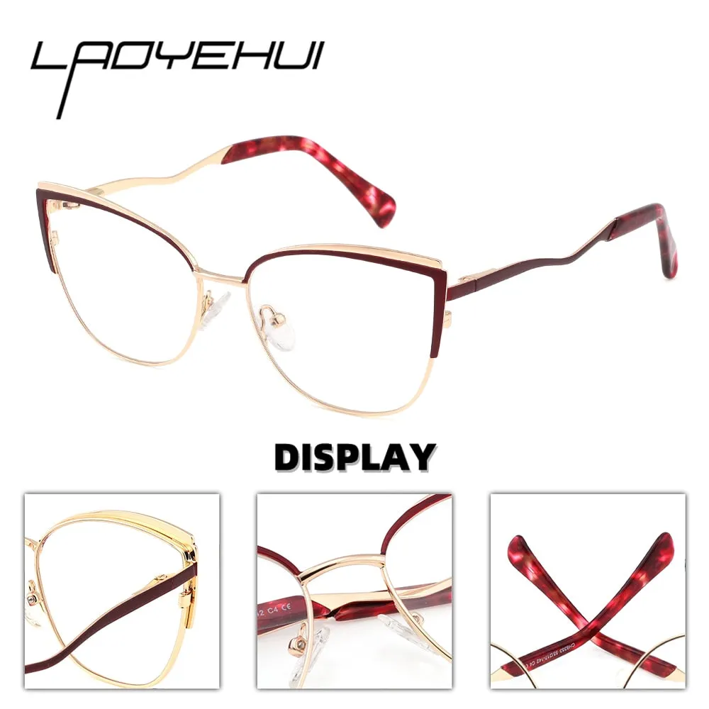 Laoyehui Women's Eyeglasses Cat Eye Alloy Reading Glasses Ch8353