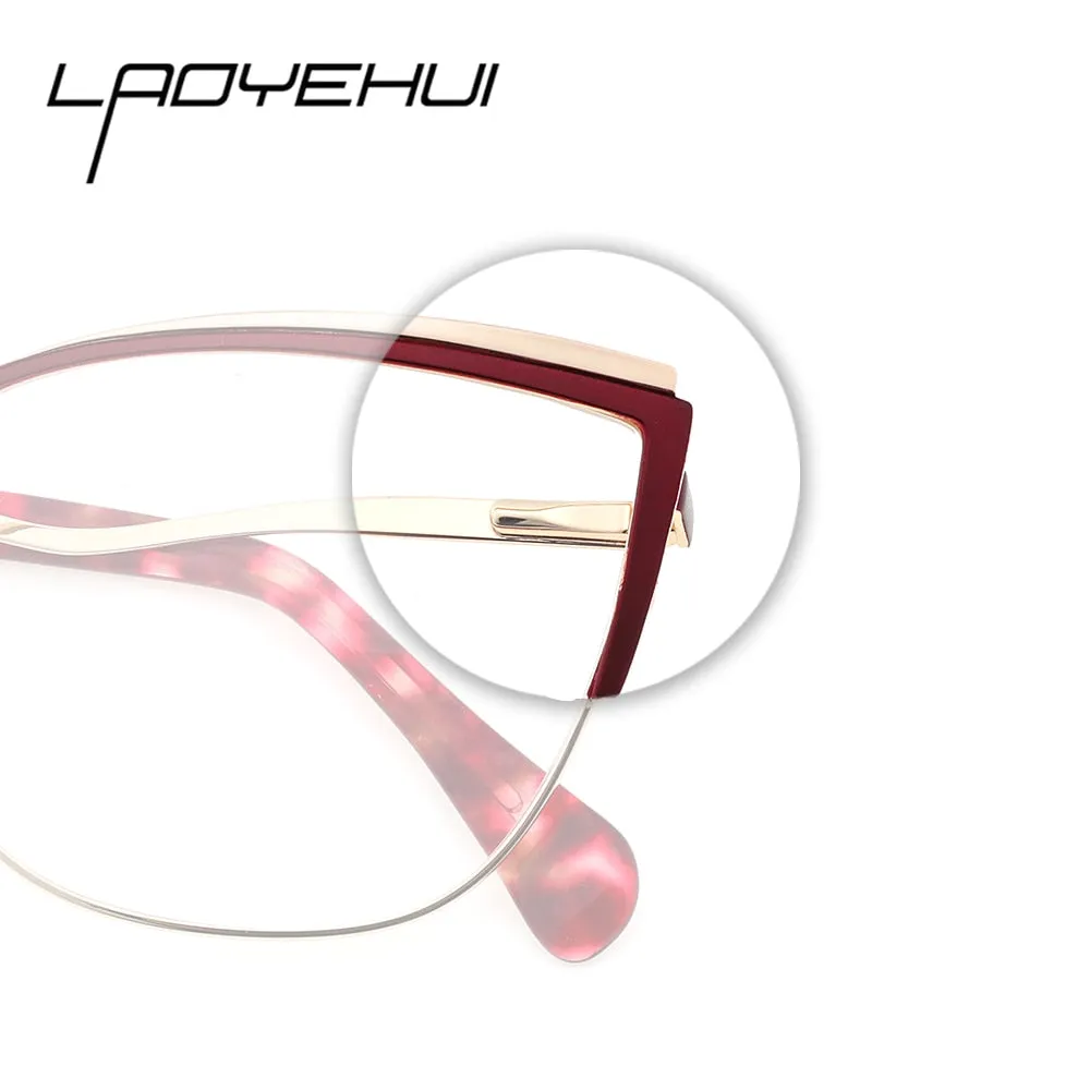 Laoyehui Women's Eyeglasses Cat Eye Alloy Reading Glasses Ch8353
