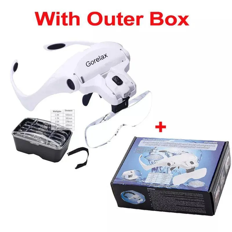 LED Magnifier Glasses Set: Precision Vision Enhancer for Reading, Repair, Crafts