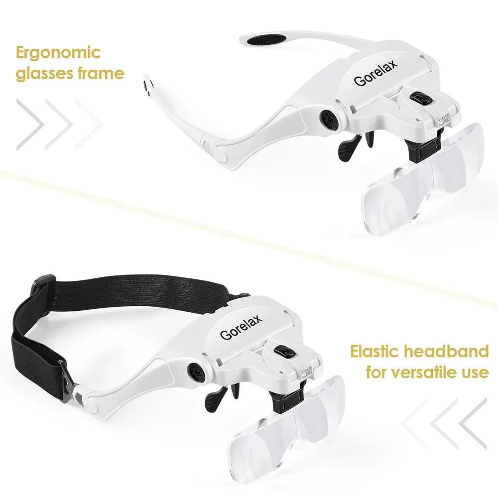 LED Magnifier Glasses Set: Precision Vision Enhancer for Reading, Repair, Crafts