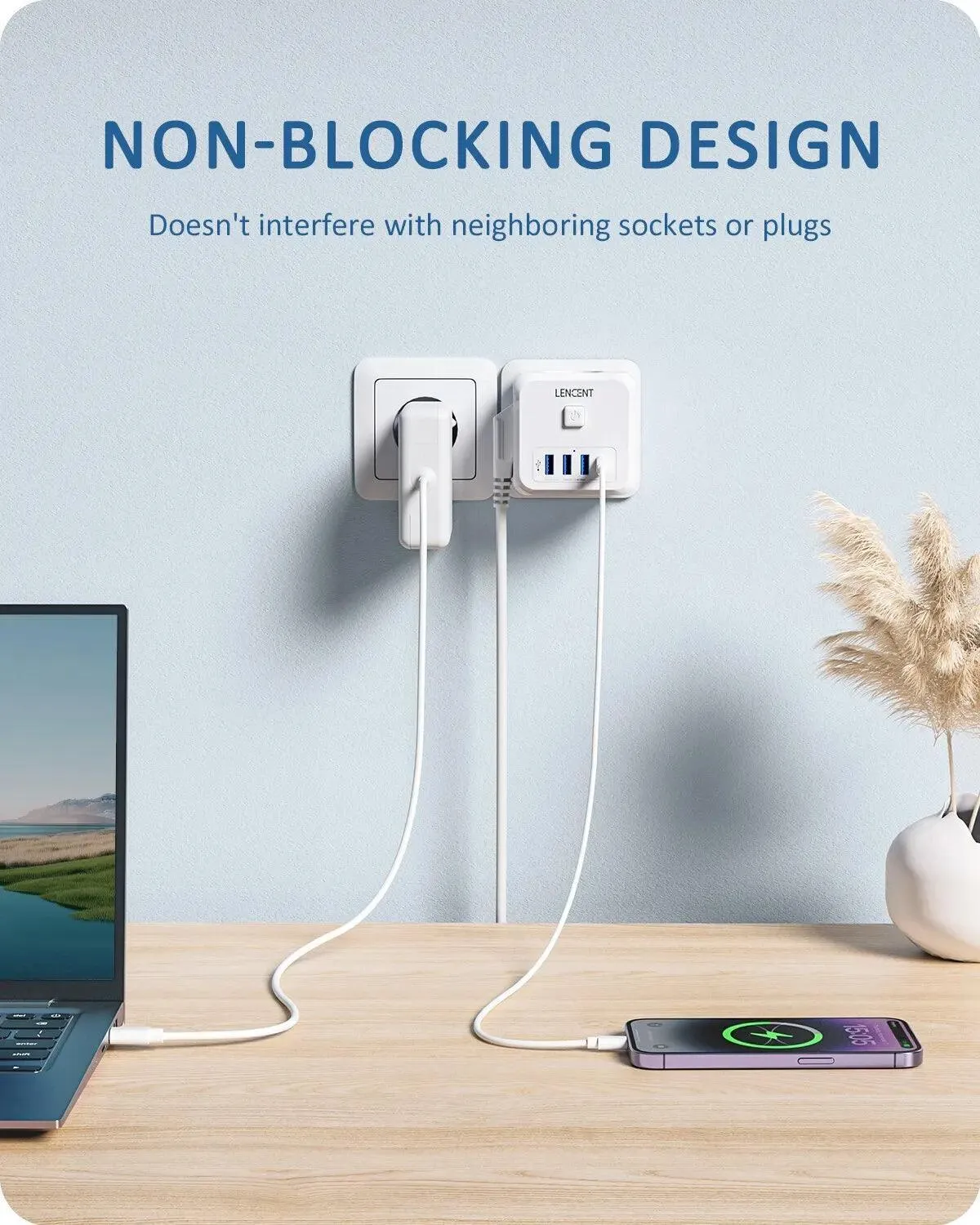 LENCENT Smart Multi-Plug Charger: Versatile Power Hub for Home & Travel