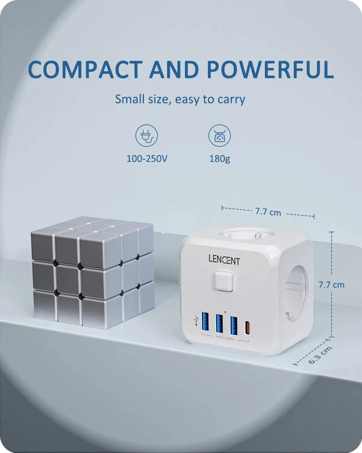 LENCENT Smart Multi-Plug Charger: Versatile Power Hub for Home & Travel
