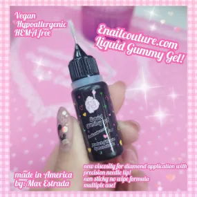Liquid Gummy Gel (Nail Rhinestone Glue Gel with Pen tip, 10ml Clear Nail Gem Glue Nail Lamp Needed)