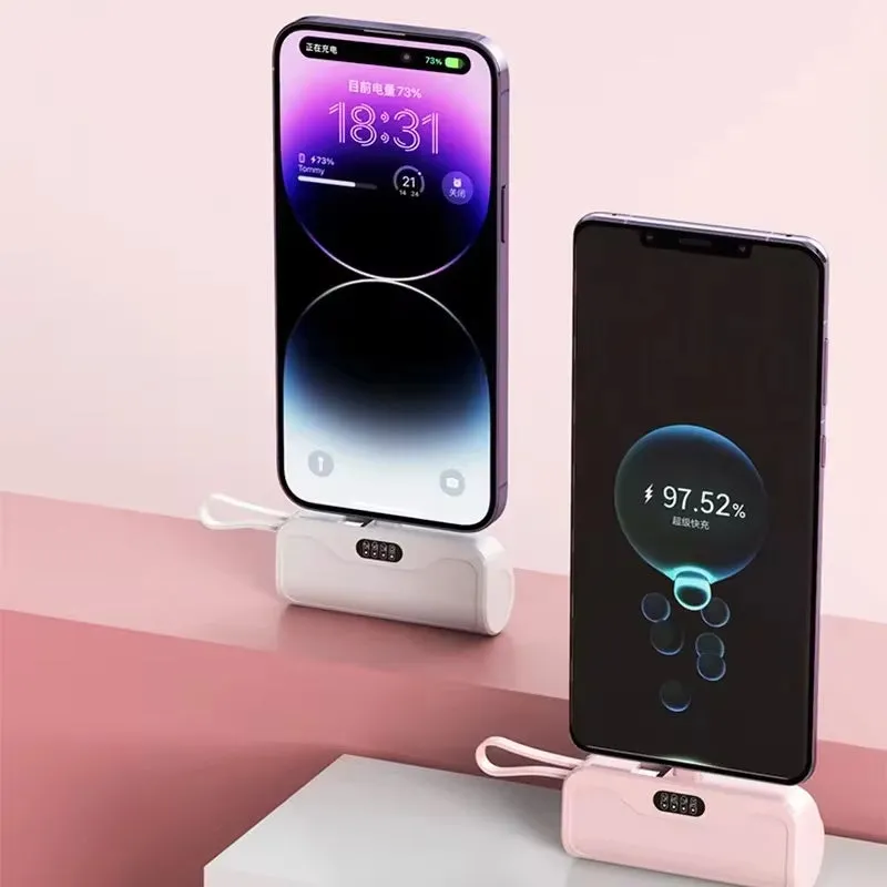 Mini Capsule Power Bank 2-in-1 with Built-in Cable