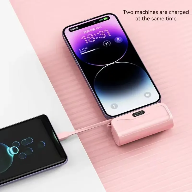 Mini Capsule Power Bank 2-in-1 with Built-in Cable
