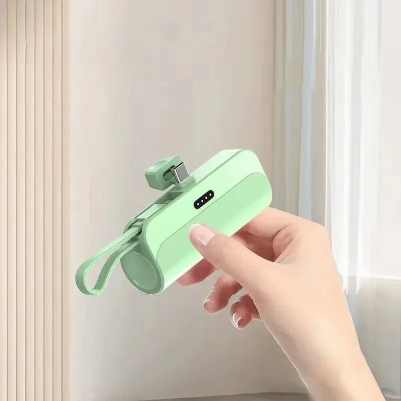 Mini Capsule Power Bank 2-in-1 with Built-in Cable