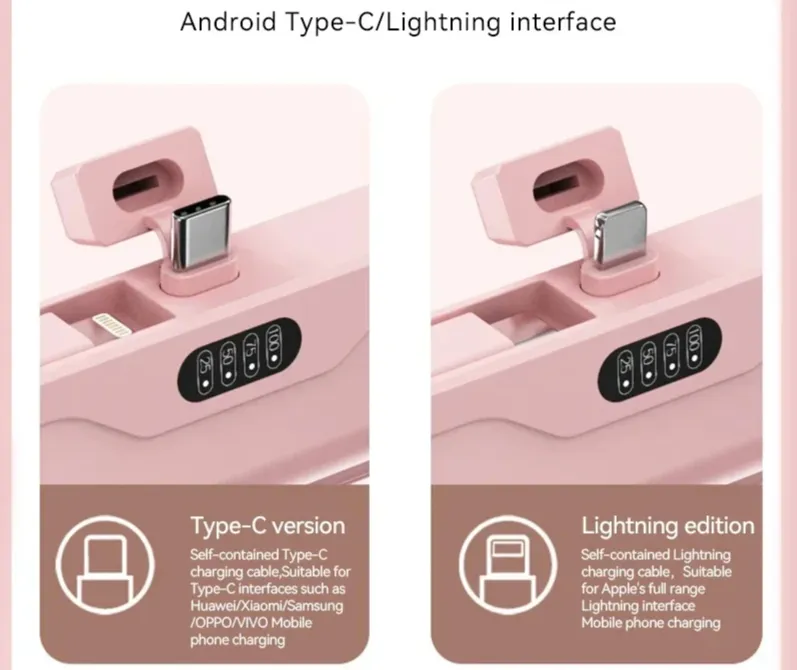 Mini Capsule Power Bank 2-in-1 with Built-in Cable