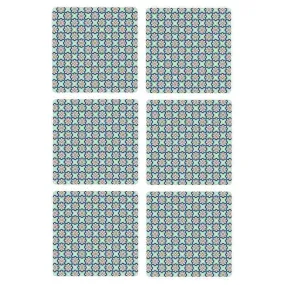 Modern Coaster Pad Blue Table Accessory | Set of 6 | 4 x 4 inches
