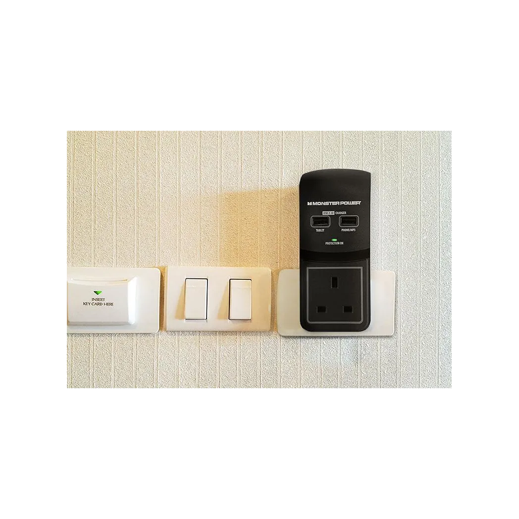 Monster Power Core 100 Surge Protected Socket with 2 USB Charging Ports, Black
