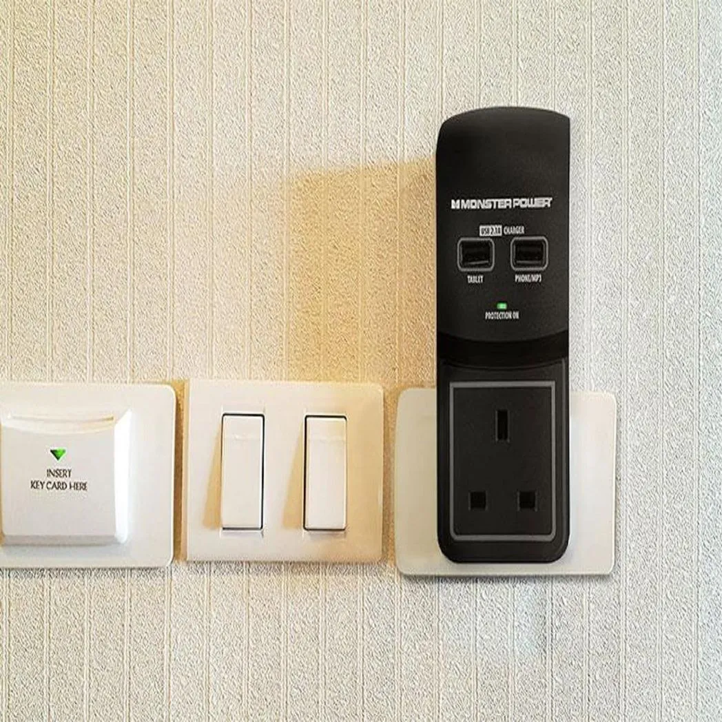 Monster Power Core 100 Surge Protected Socket with 2 USB Charging Ports, Black