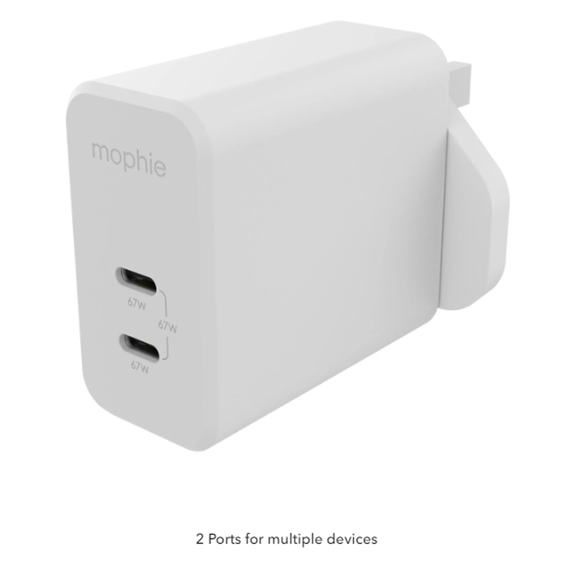 Mophie Speedport 67W Wall Adapter Dual USB-C PD GaN Technology - White