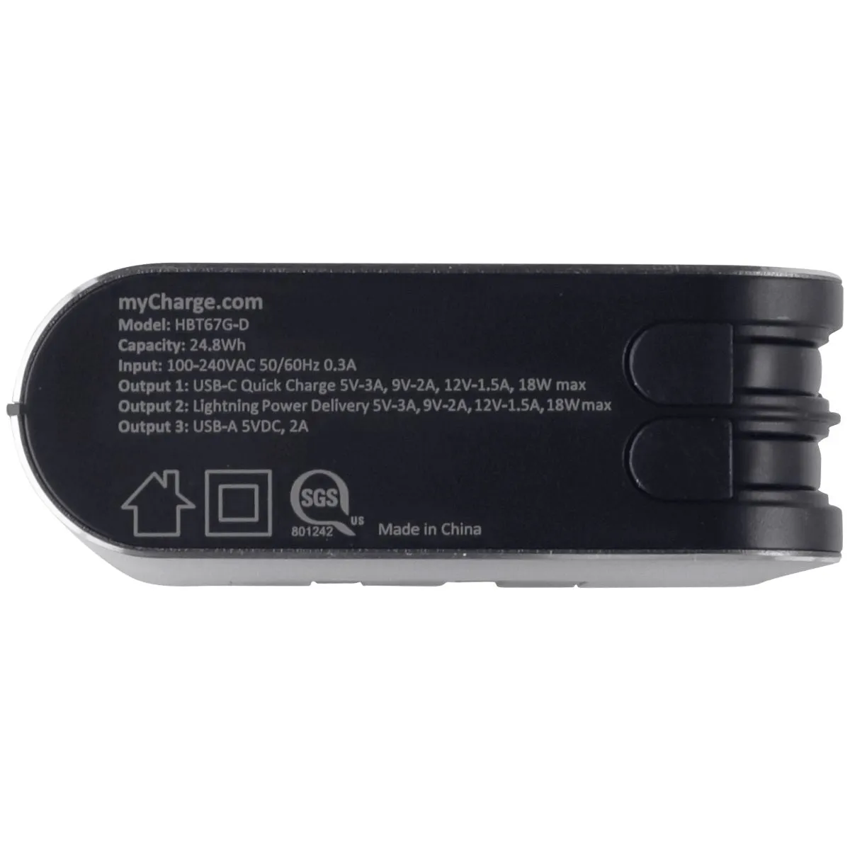 myCharge HUB Turbo 6700mAh USB-C Portable Charger - Gray