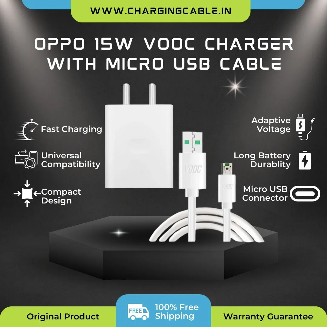 Oppo 15W Vooc Micro USB Charger (Adapter With Cable)
