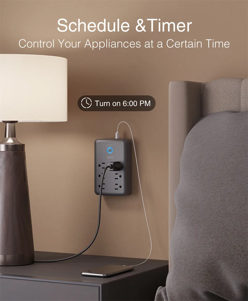 P2 Black USB Wall Socket Smart Plug Wall Outlet Extender