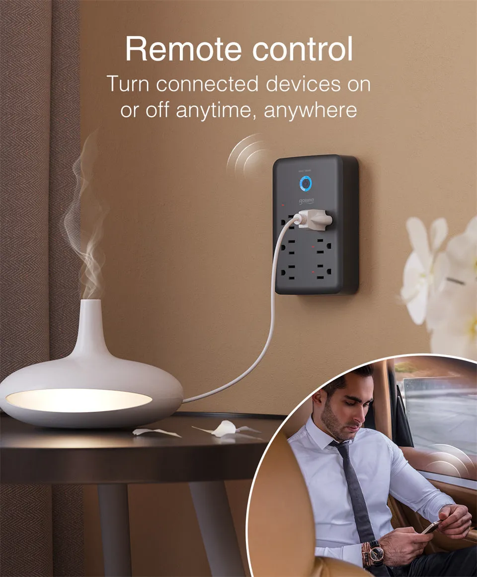 P2 Black USB Wall Socket Smart Plug Wall Outlet Extender