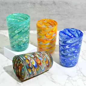Pavone Murano Glass Tumbler, Multi Colors, Set of 4