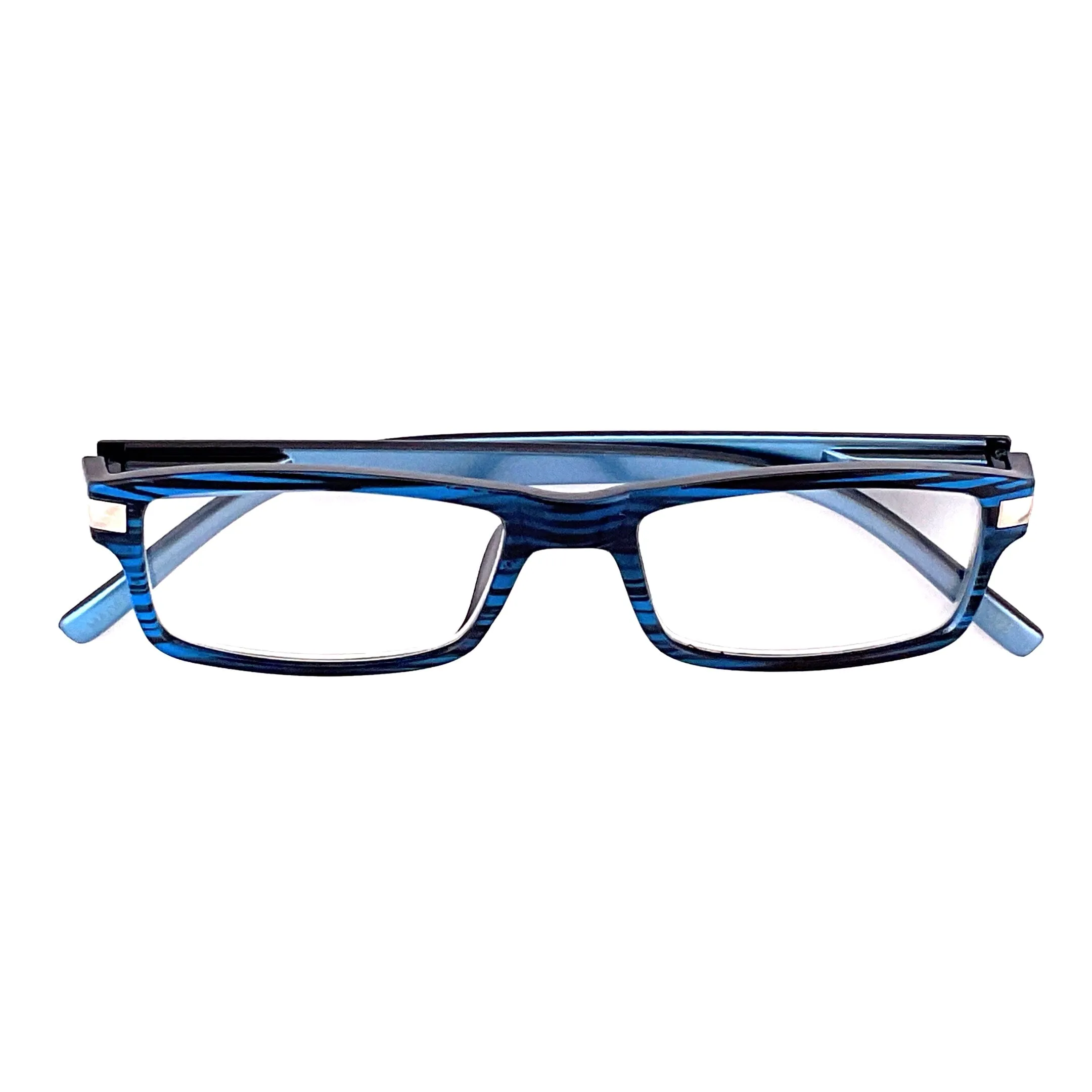 Plastic Metal Pattern Rectangular Framed Readers With Clear Case