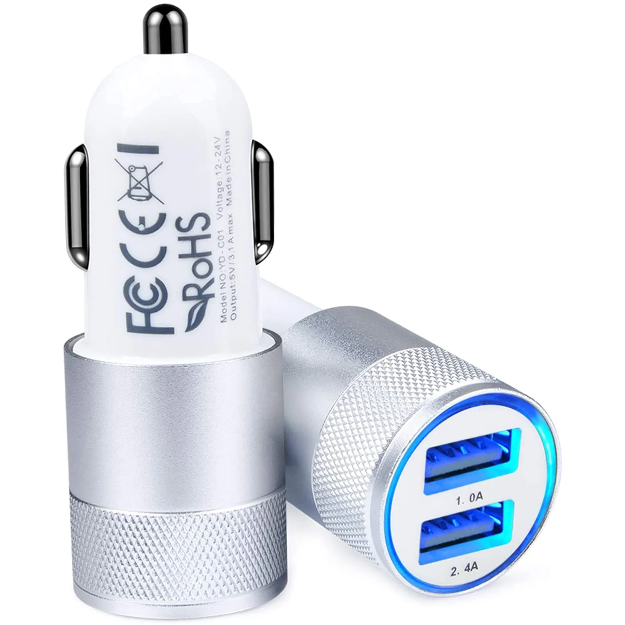 premium Car Charger,AILKIN 2Pack 3.4A Dual Port USB Car Charger Adaptor for iPhone Charging Cigarette Lighter Socket Adapter,Black