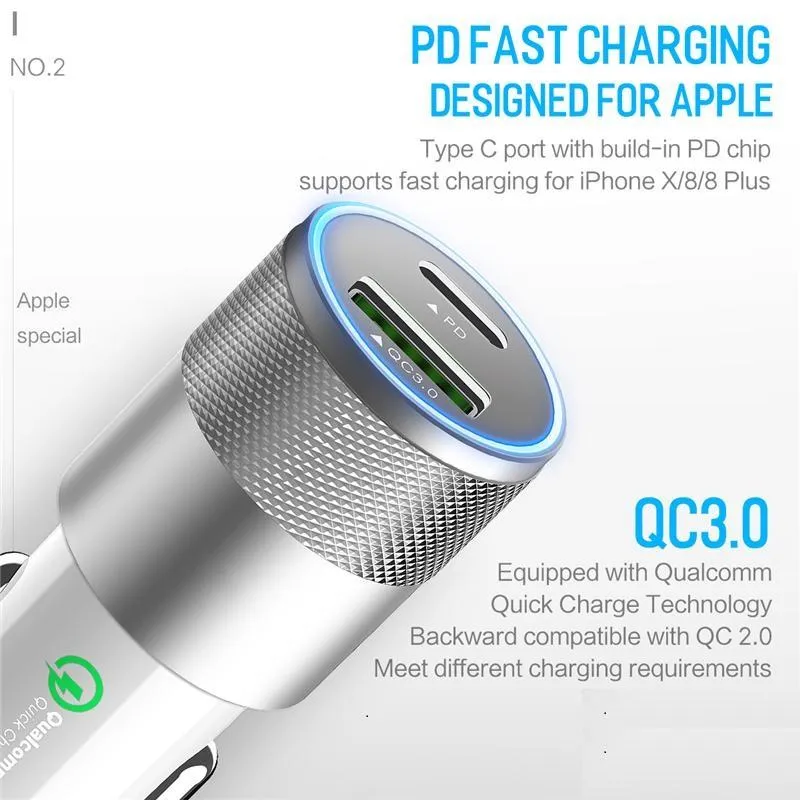 Premium QC3.0 PD Fast Car Charger for iPhone 11/ Pro/ Pro Max/ X/