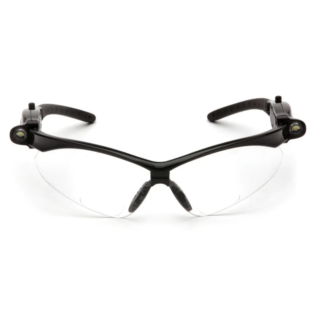 Pyramex® PMXTREME LED Reader - Rubber Temple Tips with LED Bulbs Safety Glasses