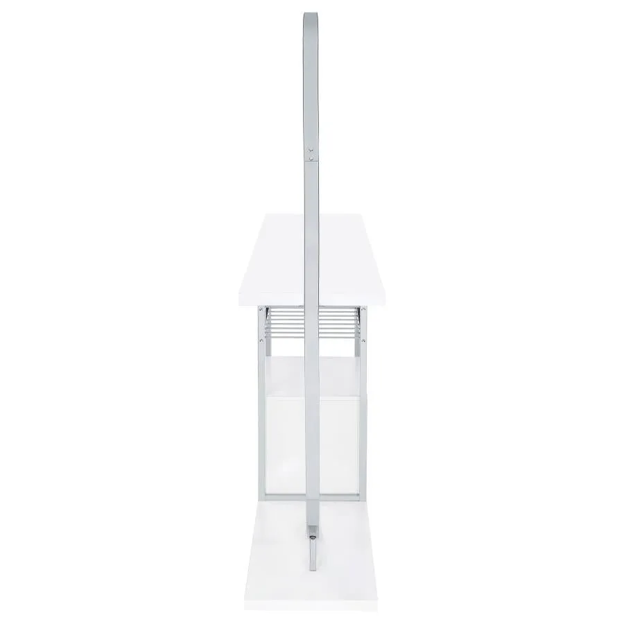 Risley 2-door Circular LED Home Bar with Wine Storage White High Gloss
