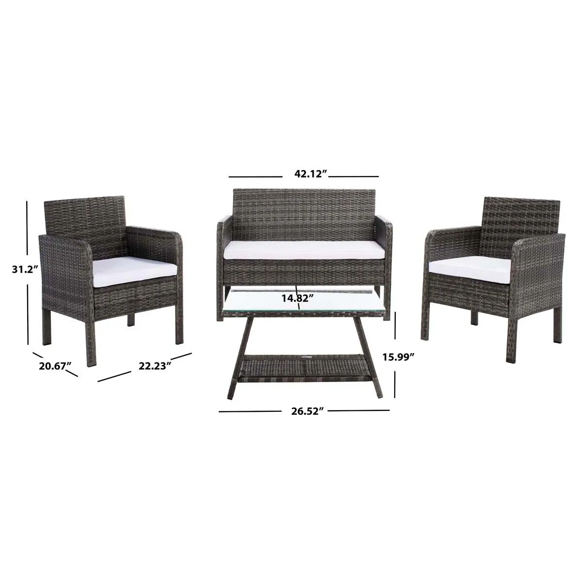 Safavieh Aboka 4 Piece Living Set, PAT7505