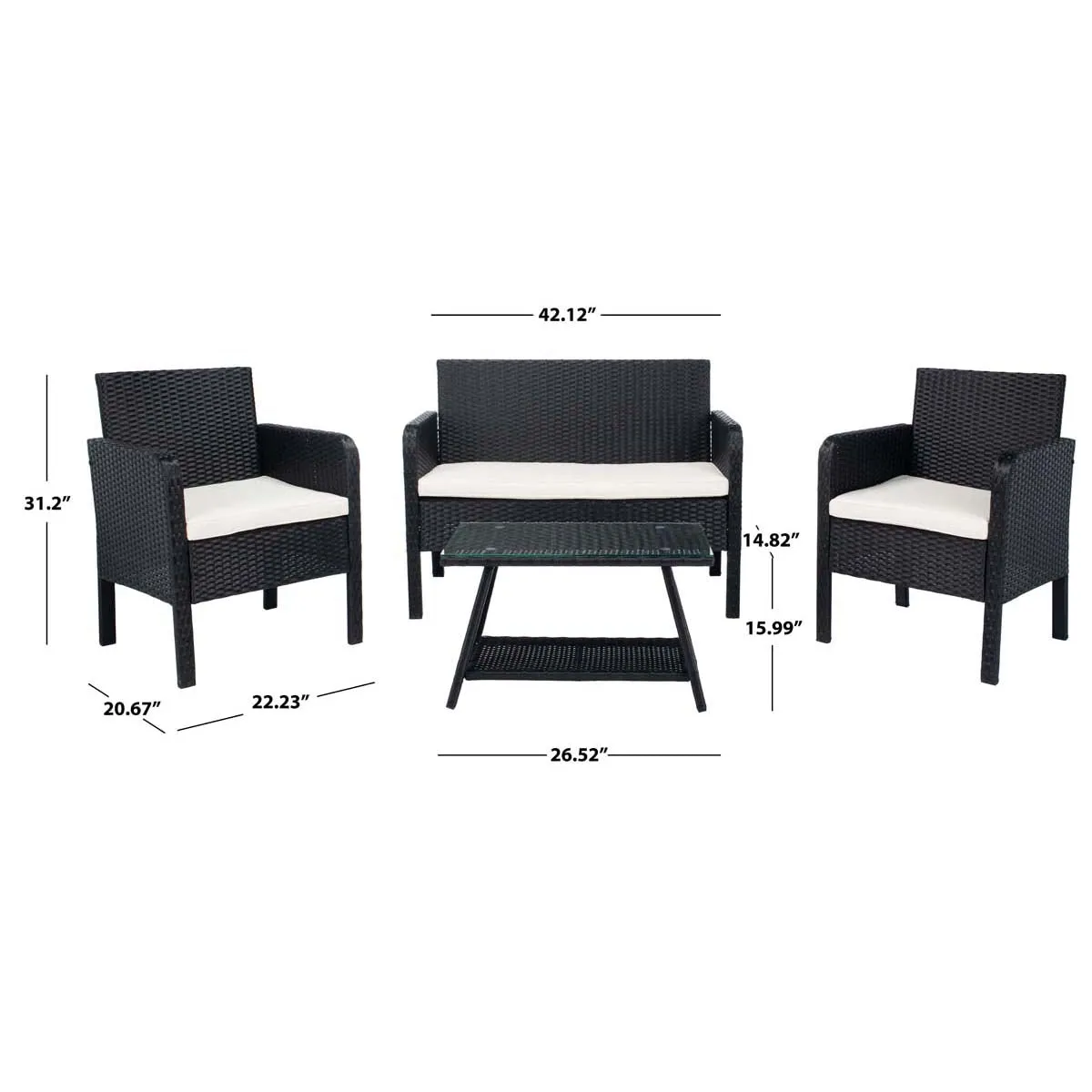 Safavieh Aboka 4 Piece Living Set, PAT7505