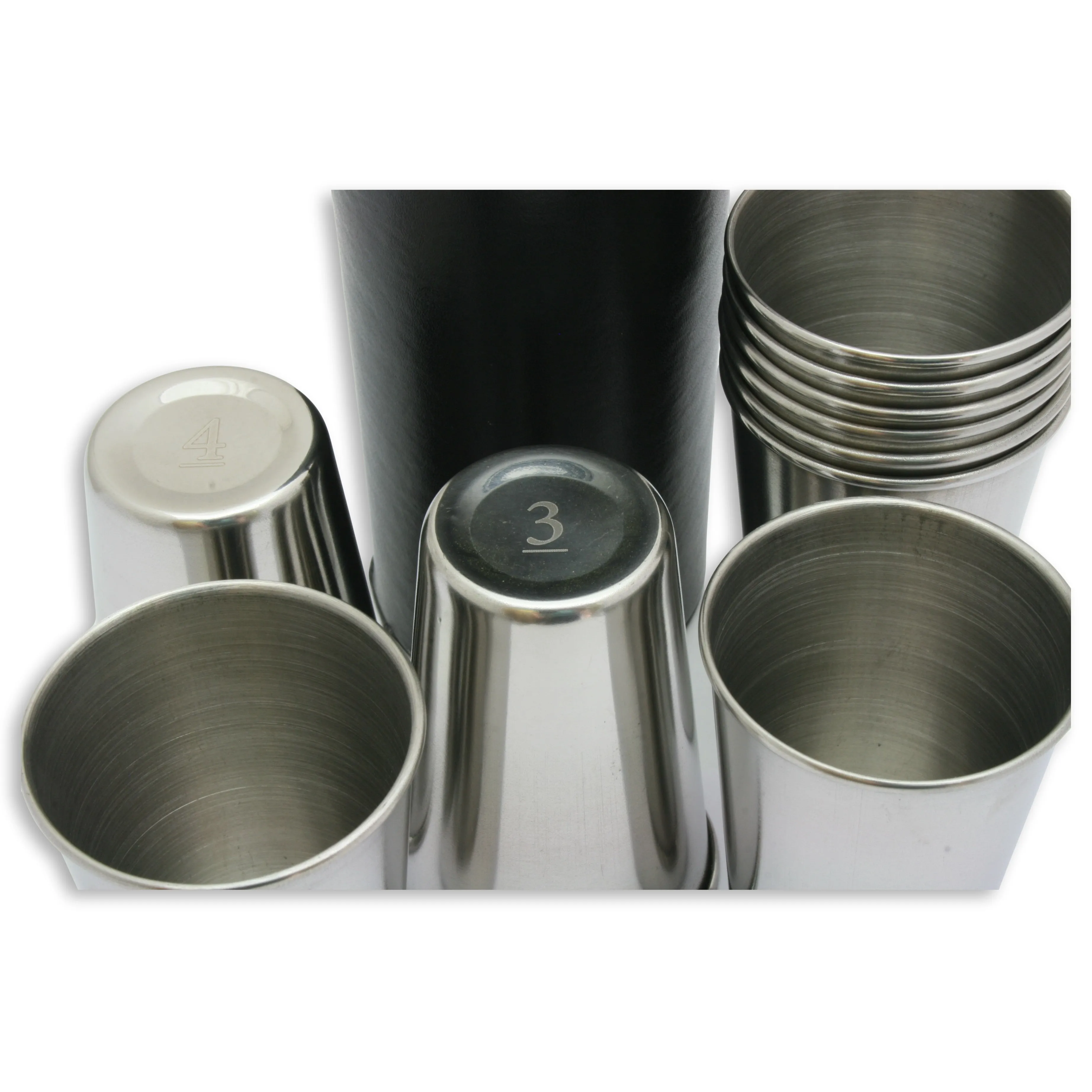 Shooting Peg Position Finder Numbered Cups 1-10 In Black Leather Case