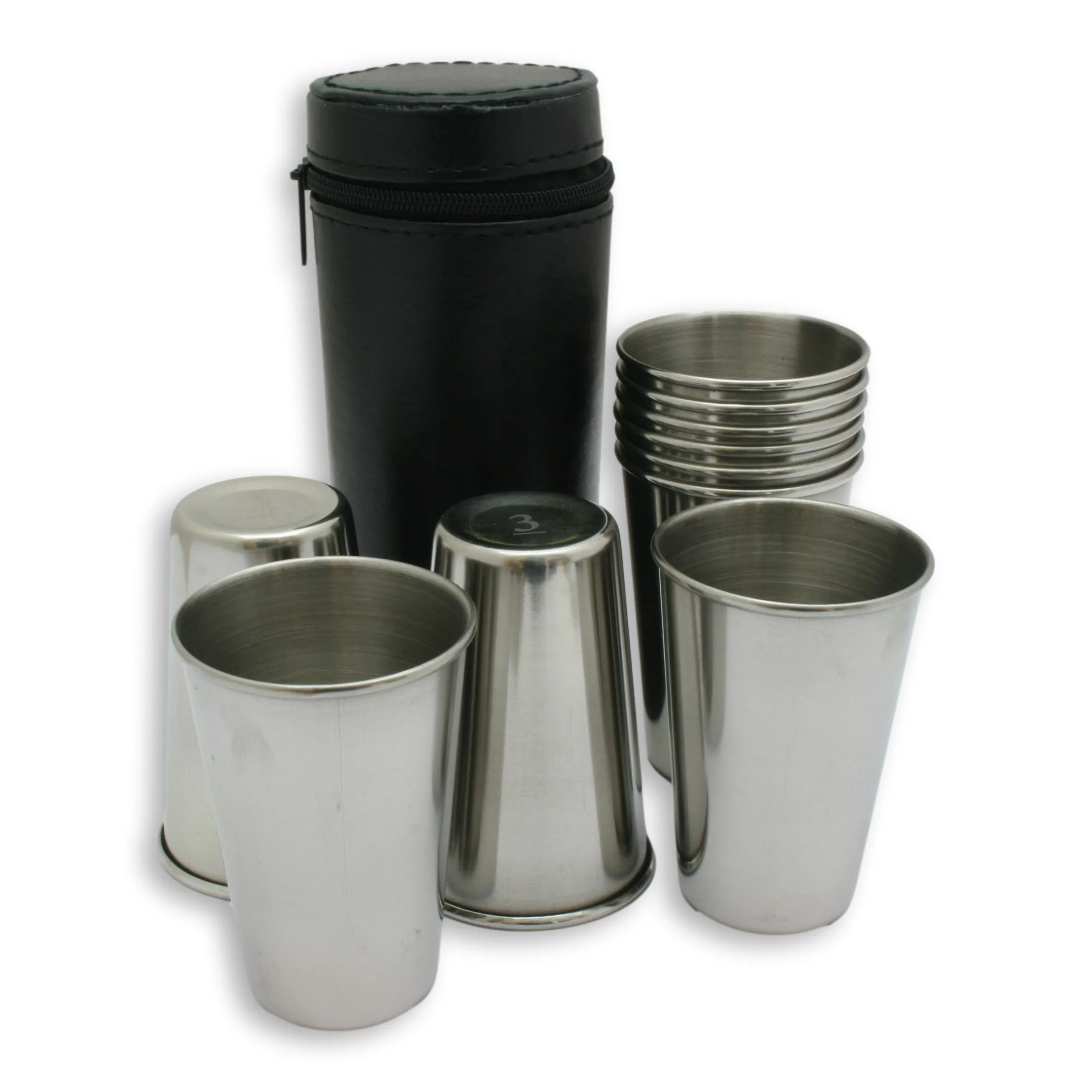 Shooting Peg Position Finder Numbered Cups 1-10 In Black Leather Case