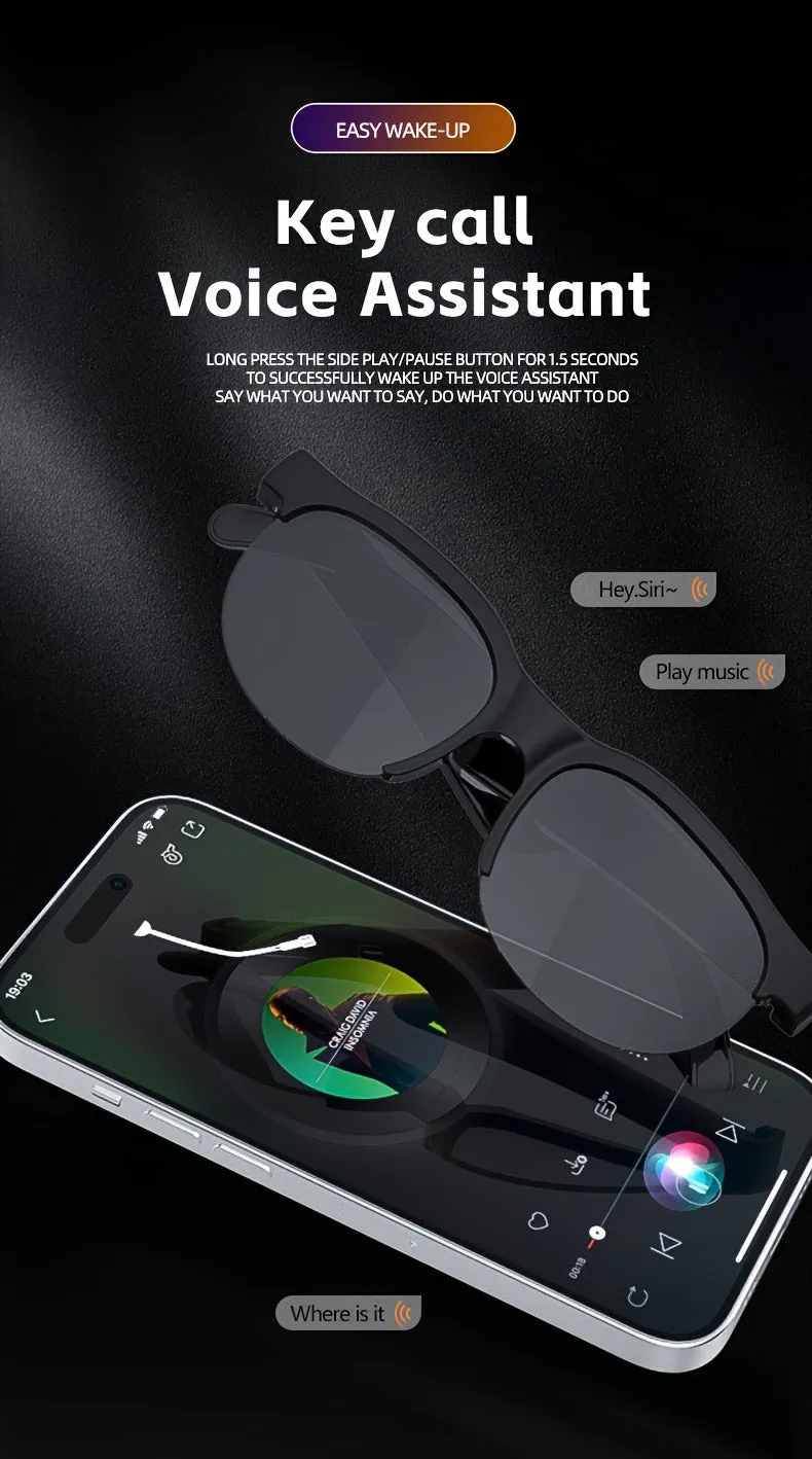 Smart Fashion Glasses with Built-In Speaker & Mic