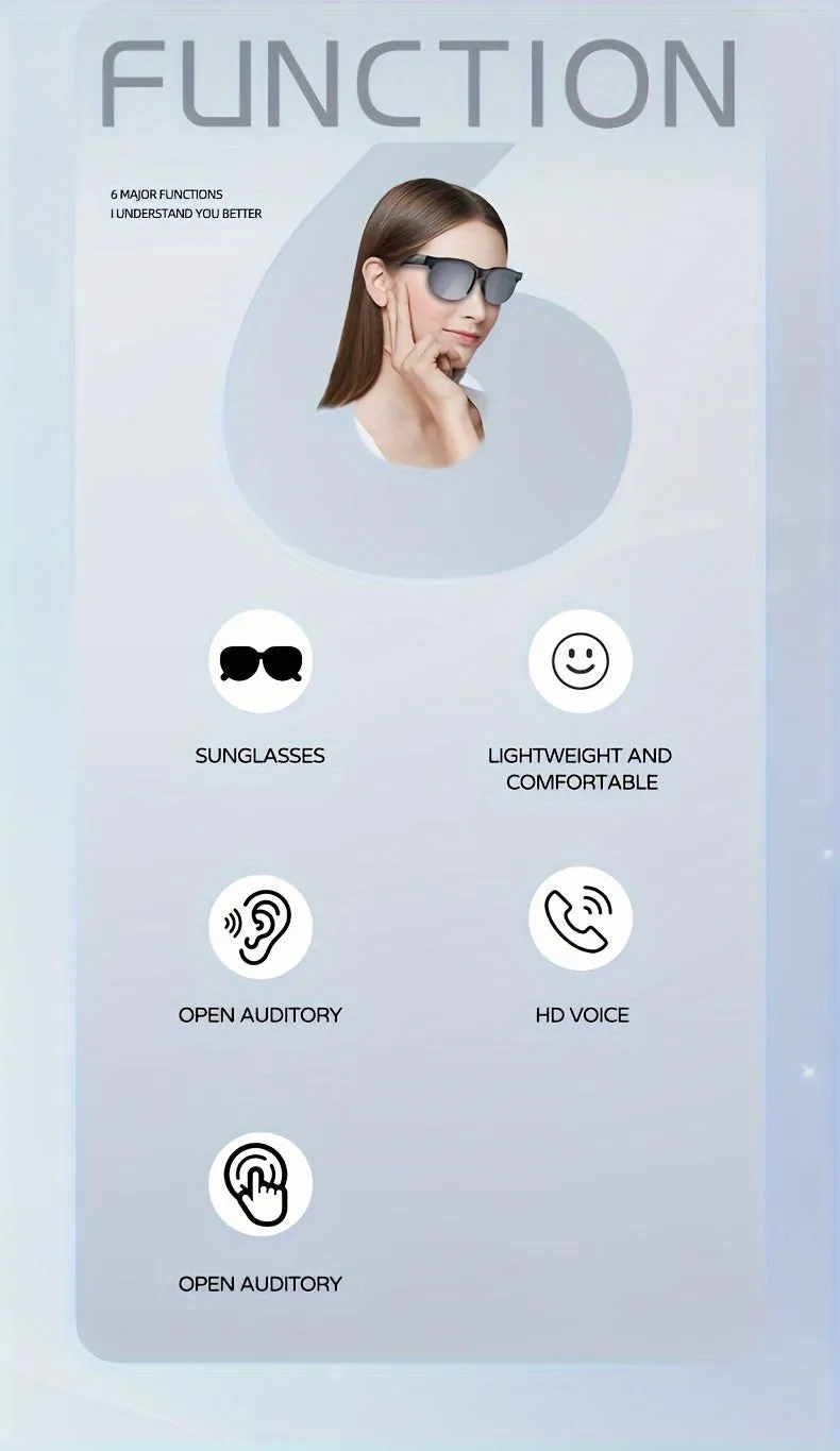 Smart Fashion Glasses with Built-In Speaker & Mic
