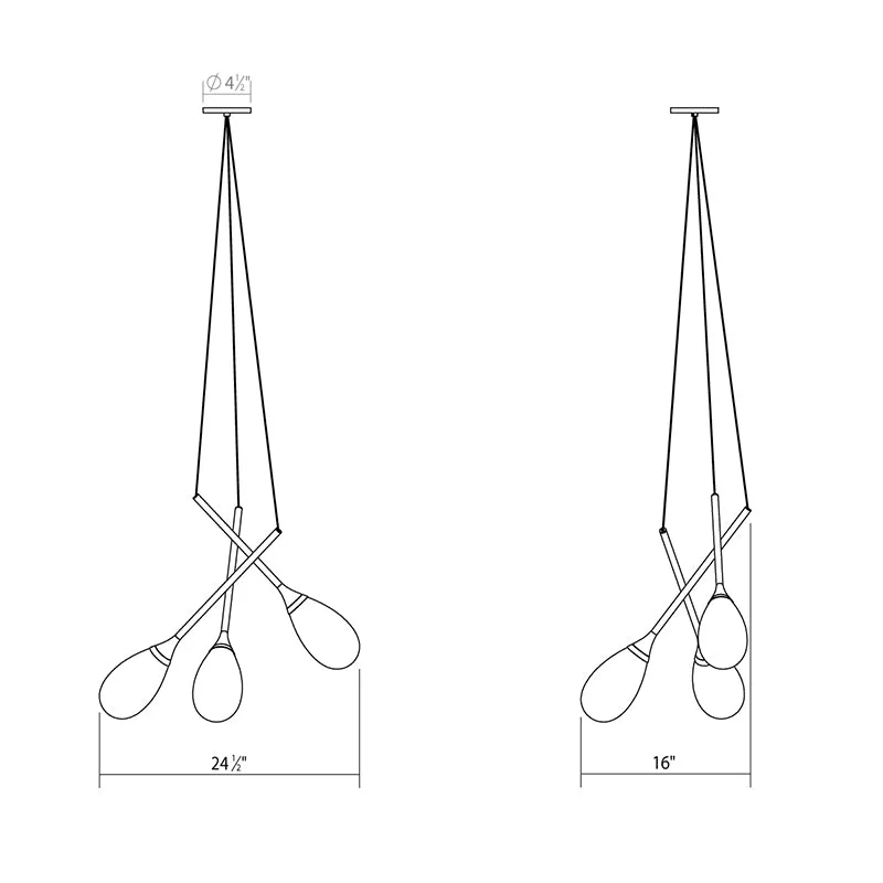 Sonneman 3082 Parisone 3-lt 26" LED Cluster Pendant