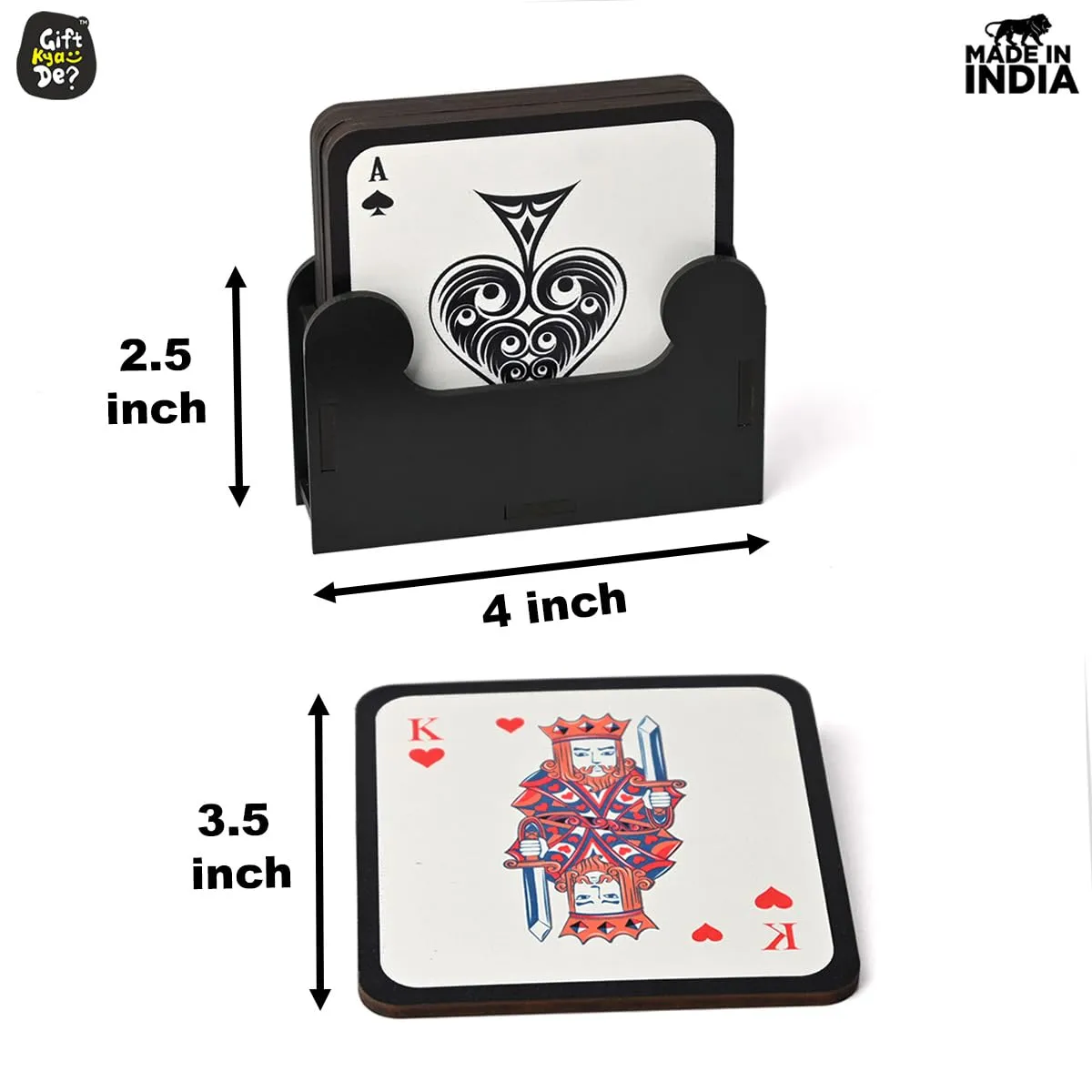 Square Coaster Set of 6 with Proper Coaster Stand | Designer Coaster Set fit for Tea Cups, Coffee Mugs and Glasses