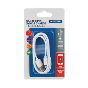 Status USB-A to 8-Pin Lightning Charging Lead 1M White - DZ480