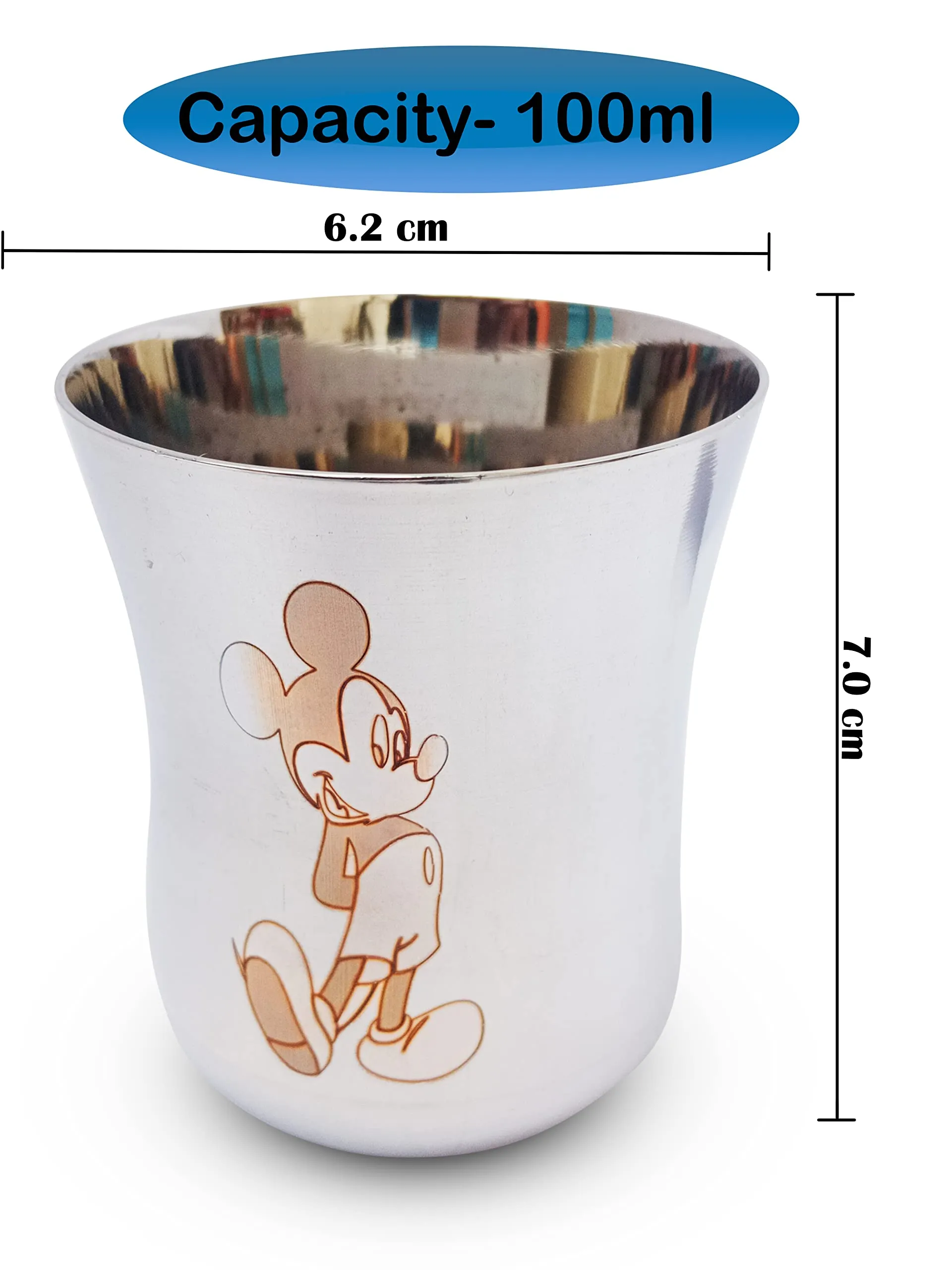 Super HK Stainless Steel Mickey Character Drinking Glass for Water/Milk for Kids – 100 ML Each Glass (1)