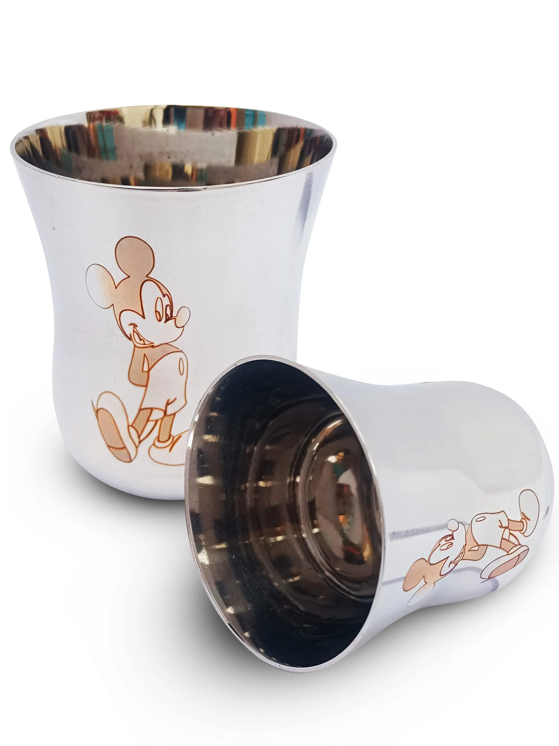 Super HK Stainless Steel Mickey Character Drinking Glass for Water/Milk for Kids – 100 ML Each Glass (1)